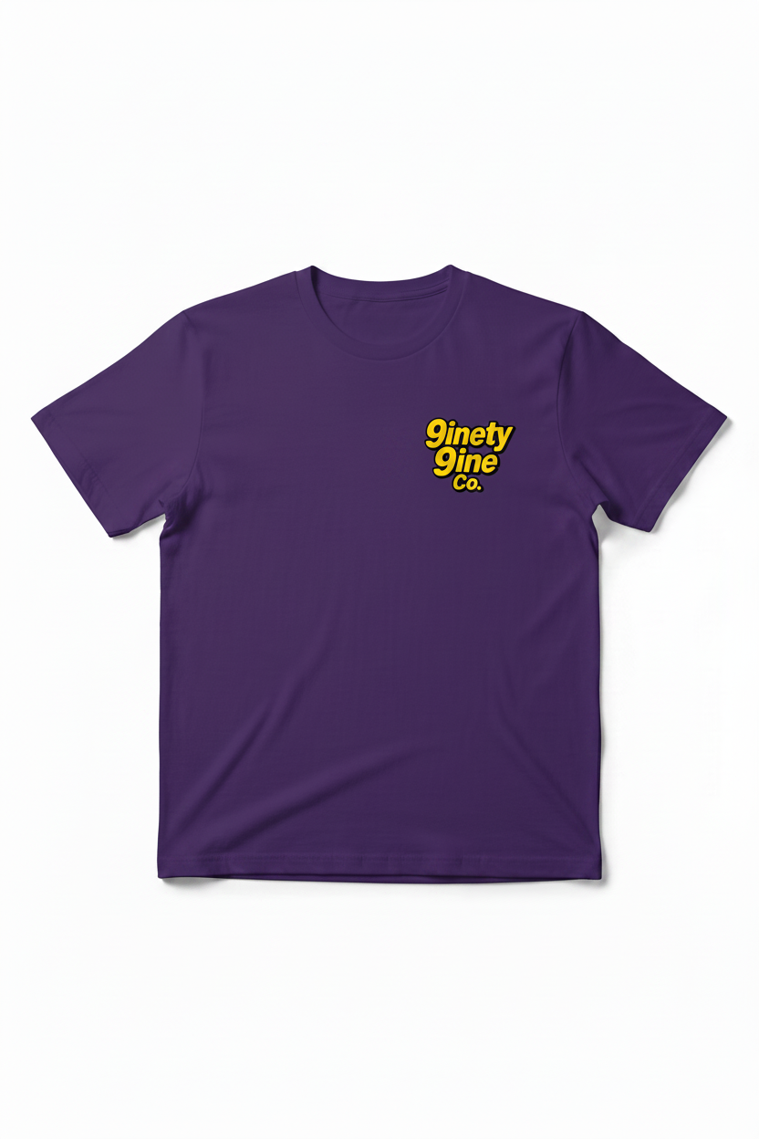 Logo of 9inety 9ine Co. with yellow text on a white background