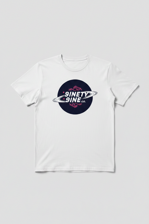Logo of 9inety9ine co. with a saturn ring. 